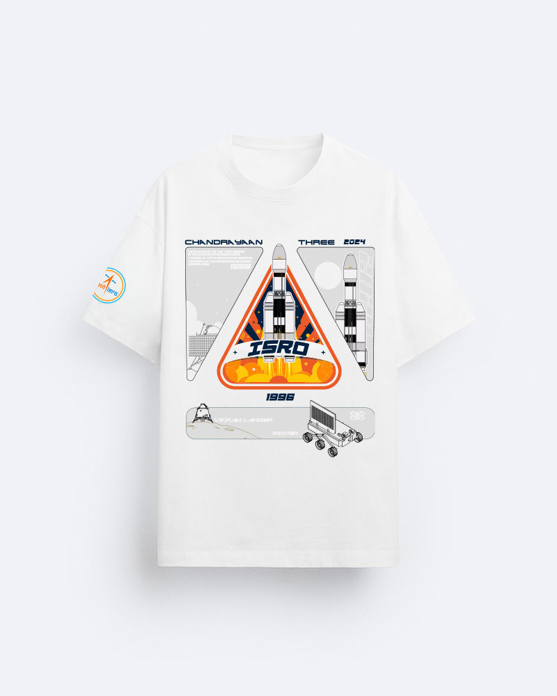 Moon Bound India – Chandrayaan 3 Rocket Launch White Oversized T-Shirt