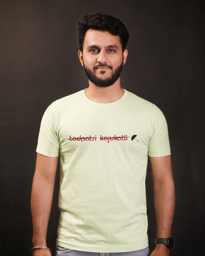 Tadpatri Kajukatli Chota Chatri Round neck cotton Tshirt - Nile Green