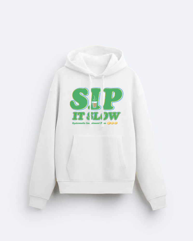 SIP it Slow Fleeced Kangaroo Pockets Hoodie - White