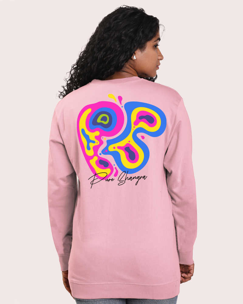 PB Logo Front & Back Graphic Print cotton Casual Sweatshirt - Baby Pink