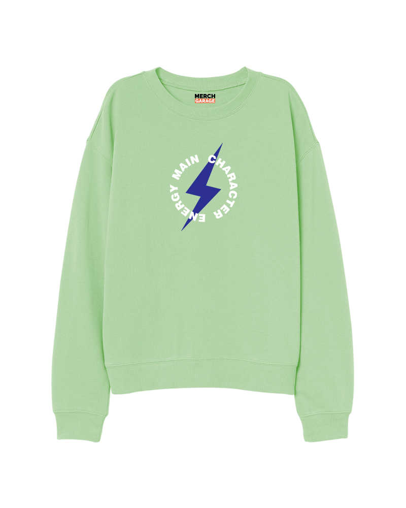 Main Character Energy (Blue Flash) Sweatshirt - Nile Green