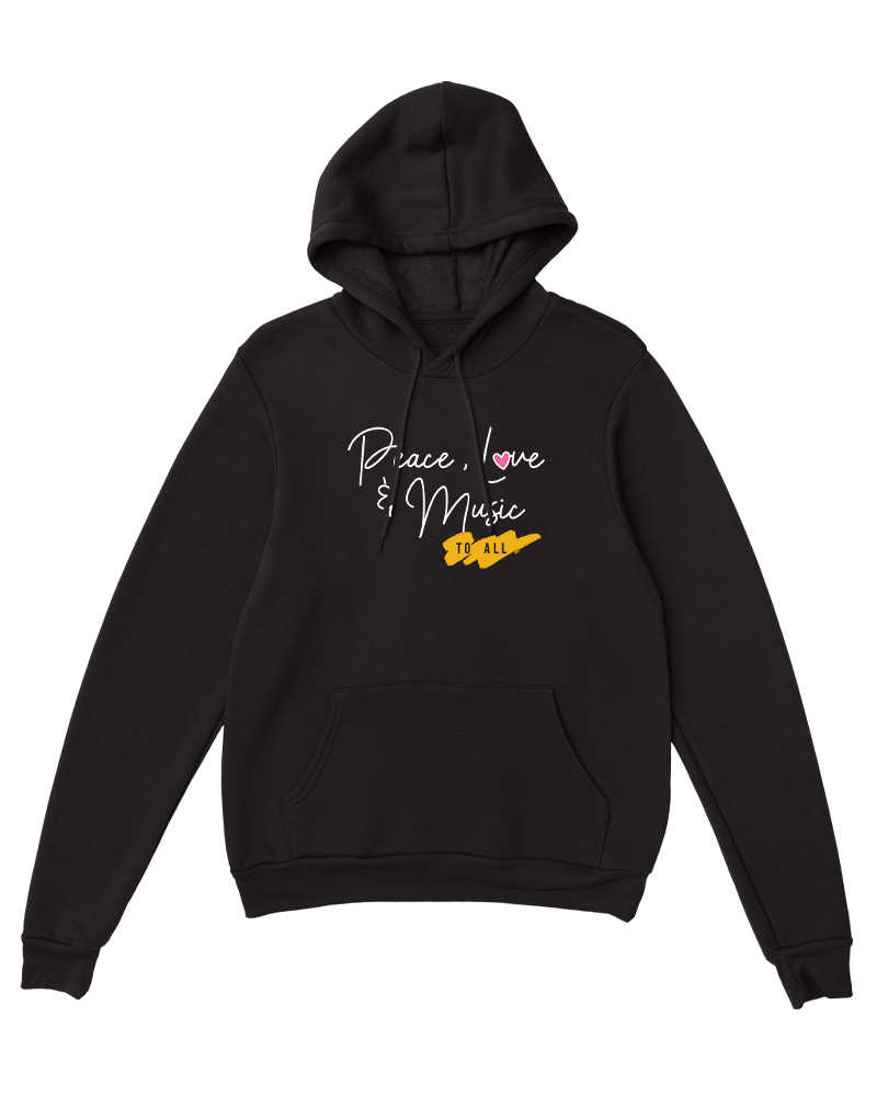 Peace, Love and Music for All Hoodie - Black