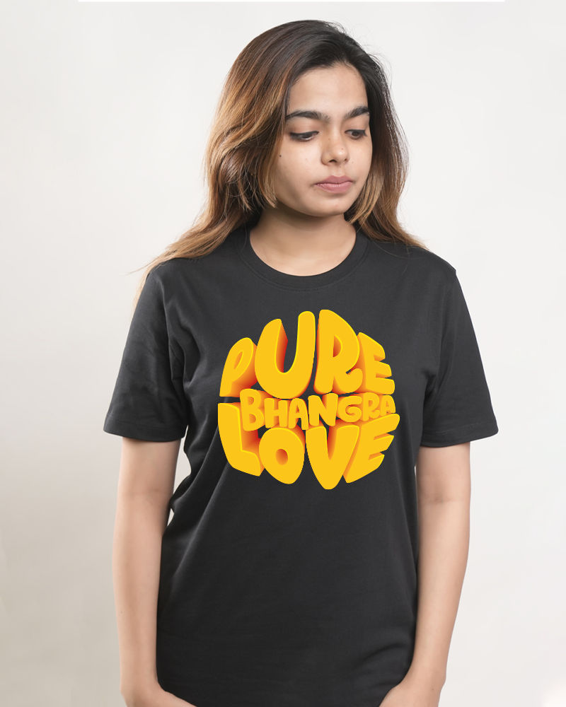 PB Logo 3D Design Front Graphic Print cotton Casual Tshirt - Black