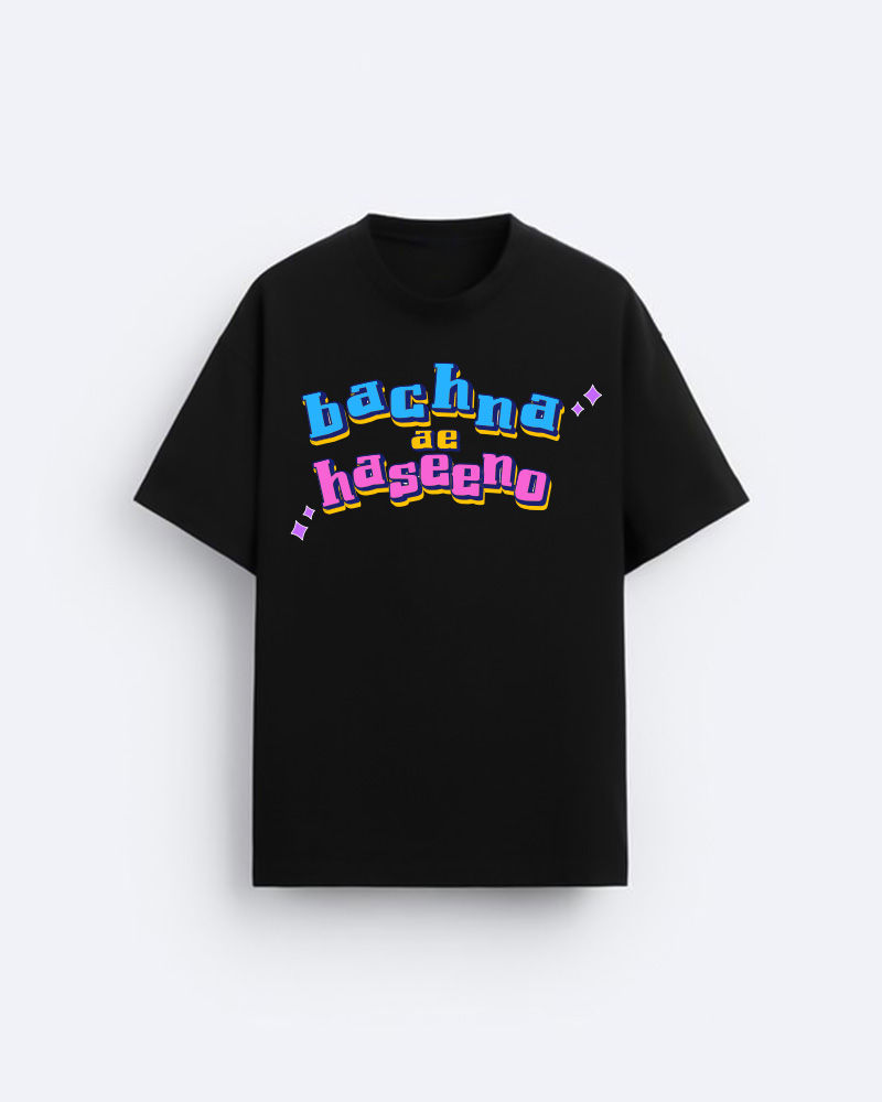 Bachna ae haseeno Black Oversized Tshirt