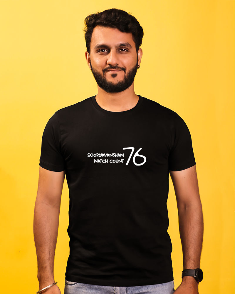 Sooryavansham Watch Count 76 Round neck cotton Tshirt - Black