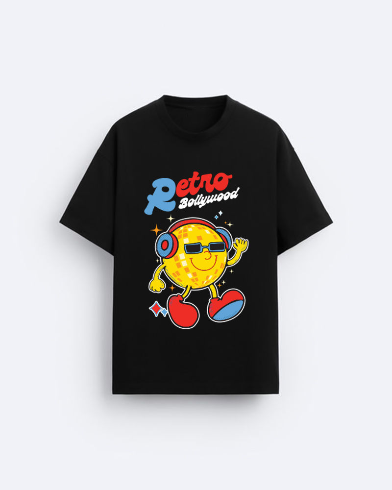 Retro Bollywood Black Oversized Tshirt