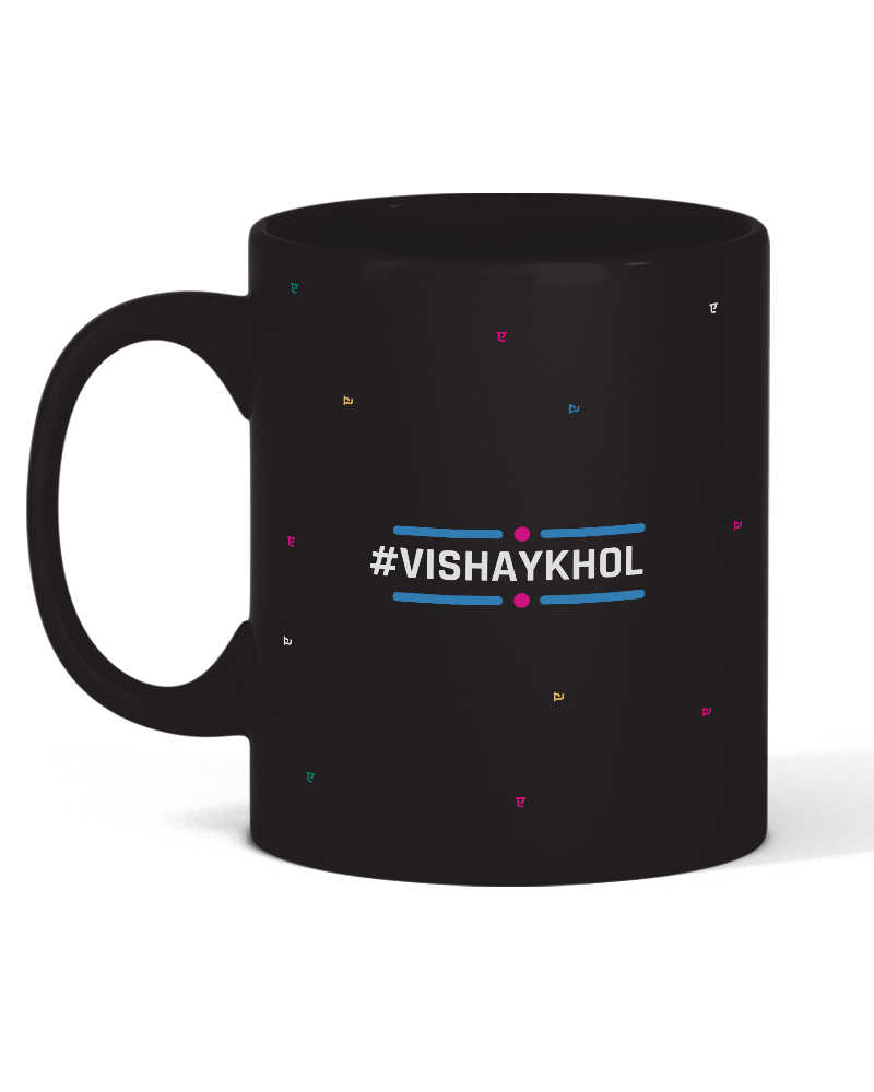 Vishay Khol Coffee Mugs(Front and Back) - Black