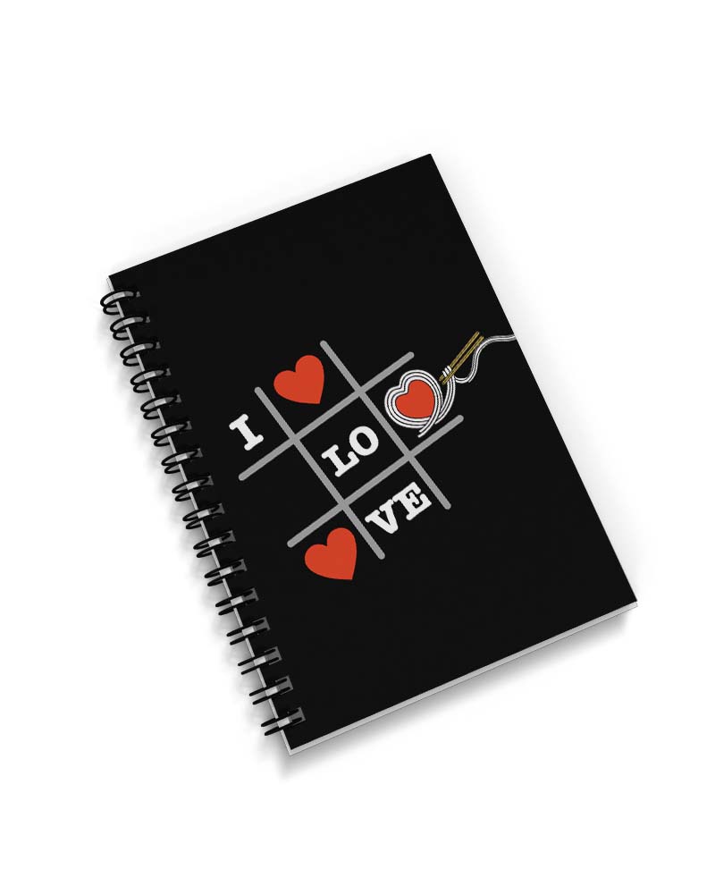 Tic Tac Design Front & Back Spiral Diary - Black