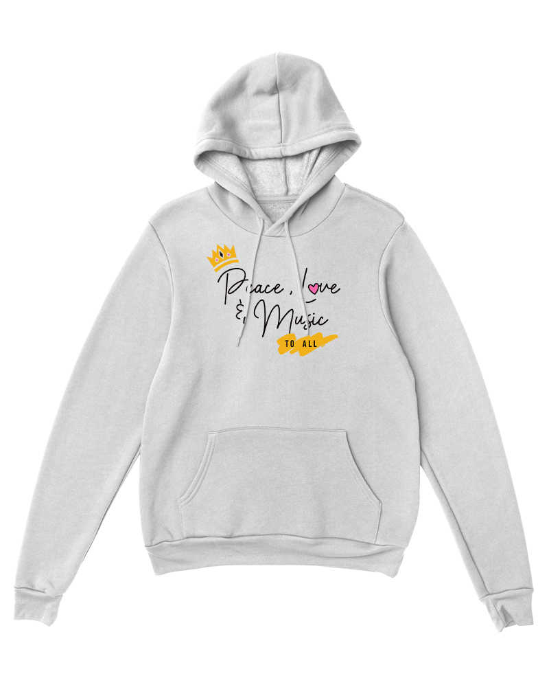 Peace, Love and Music for All Hoodie - White