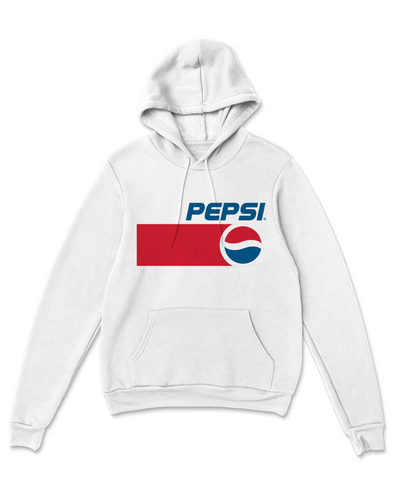 Pepsi Rise Up Fleeced kangaroo pockets Hoodie - White