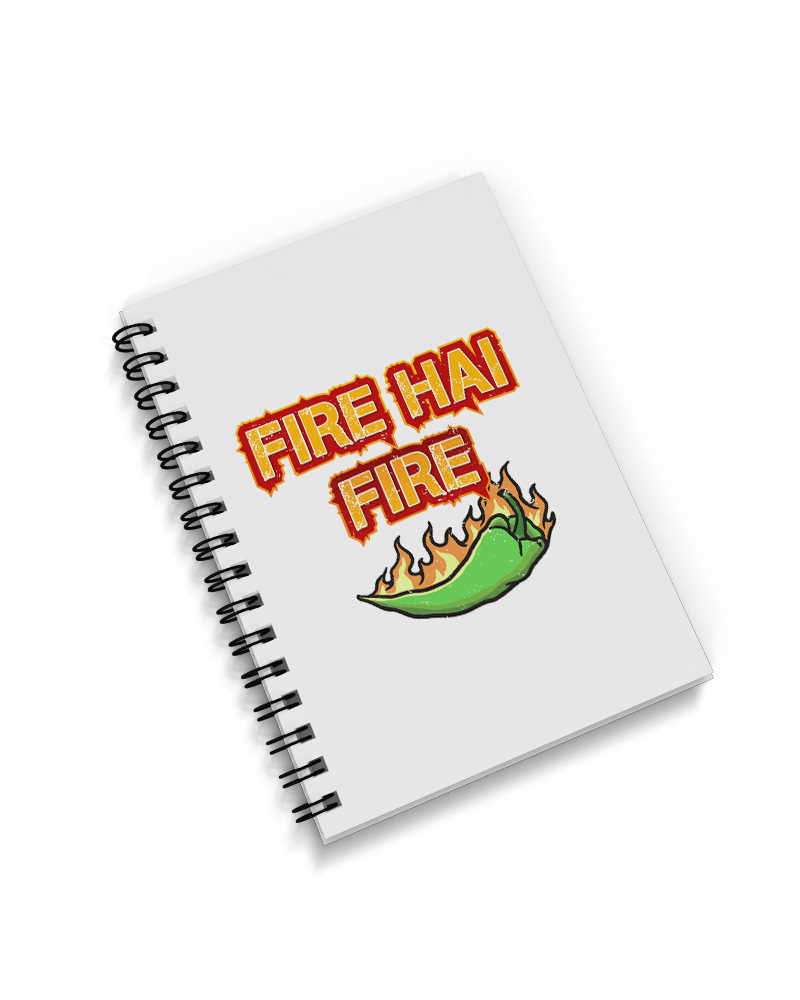 Fire hai Fire Front & Back Graphic Print Spiral Diary - White