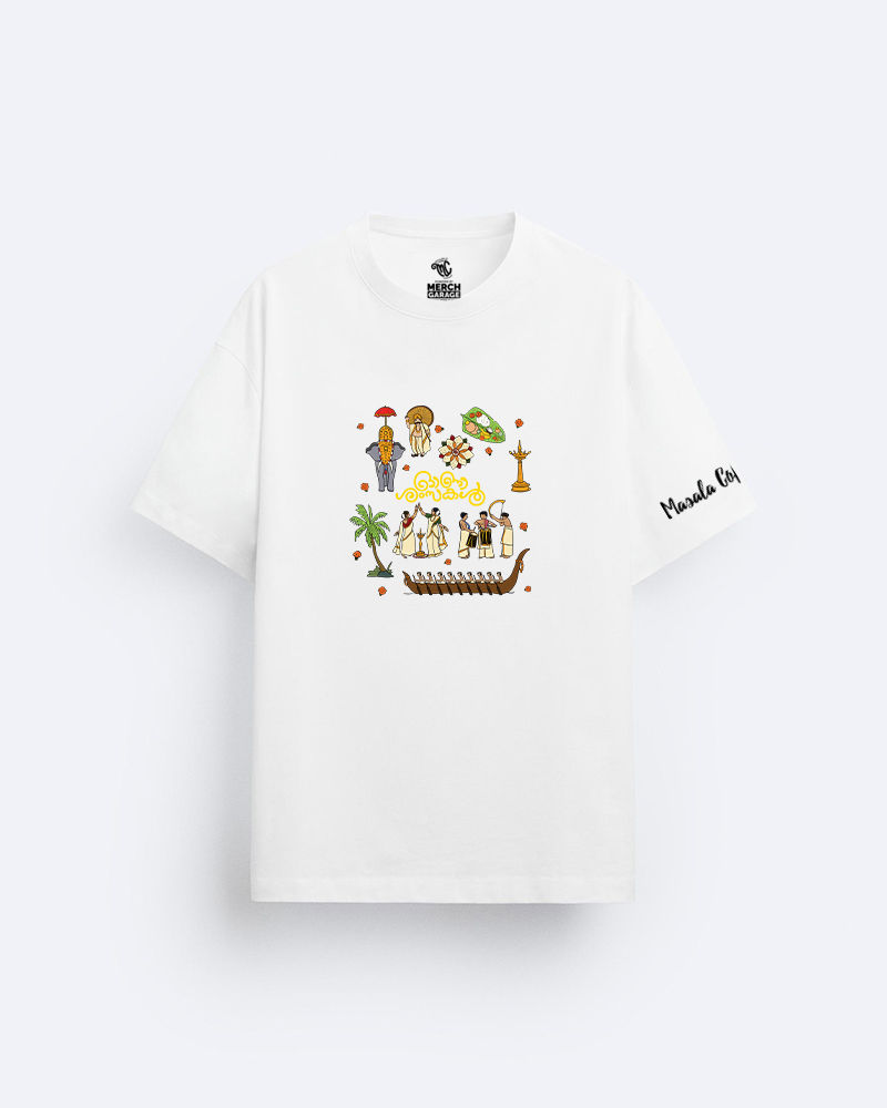 Festival of Onam White Oversized Tshirt