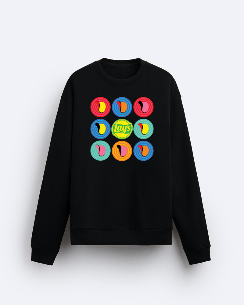 Lays Colorful Chips Black Regular Fit Sweatshirt