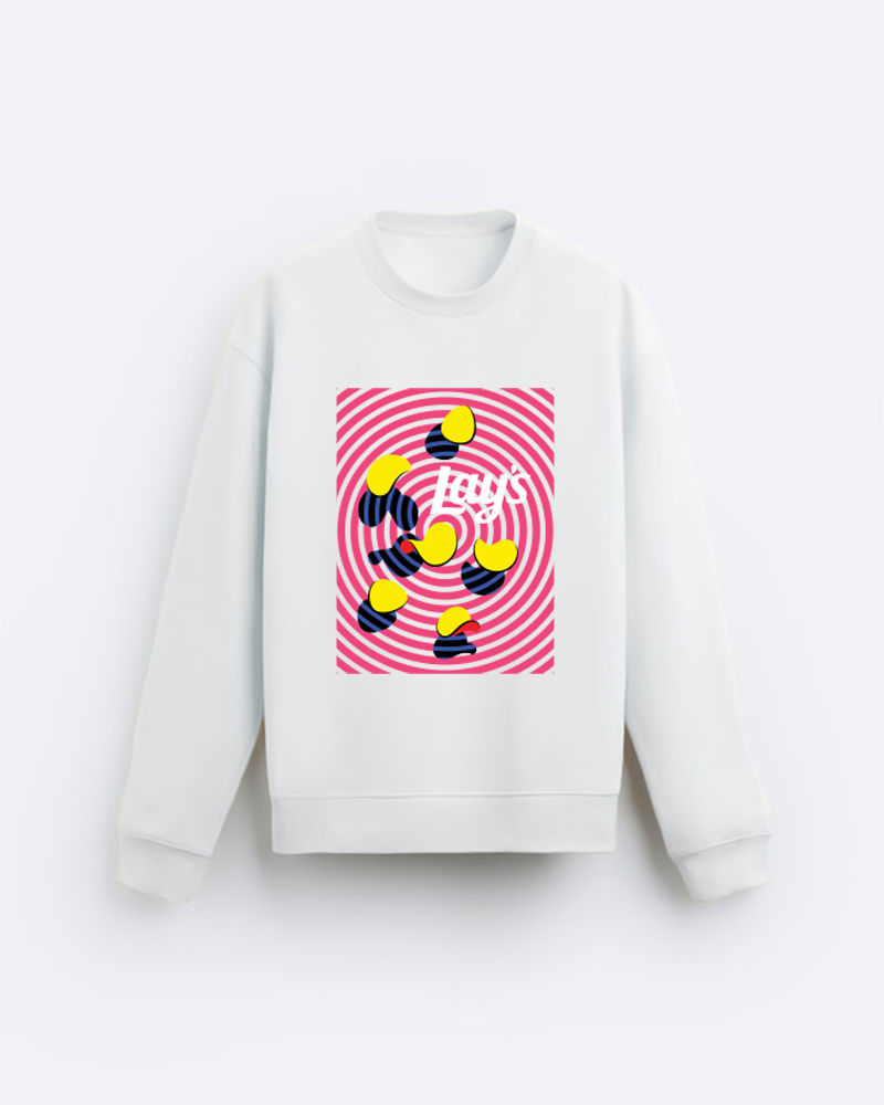 Lays chips Falling White Regular Fit Sweatshirt