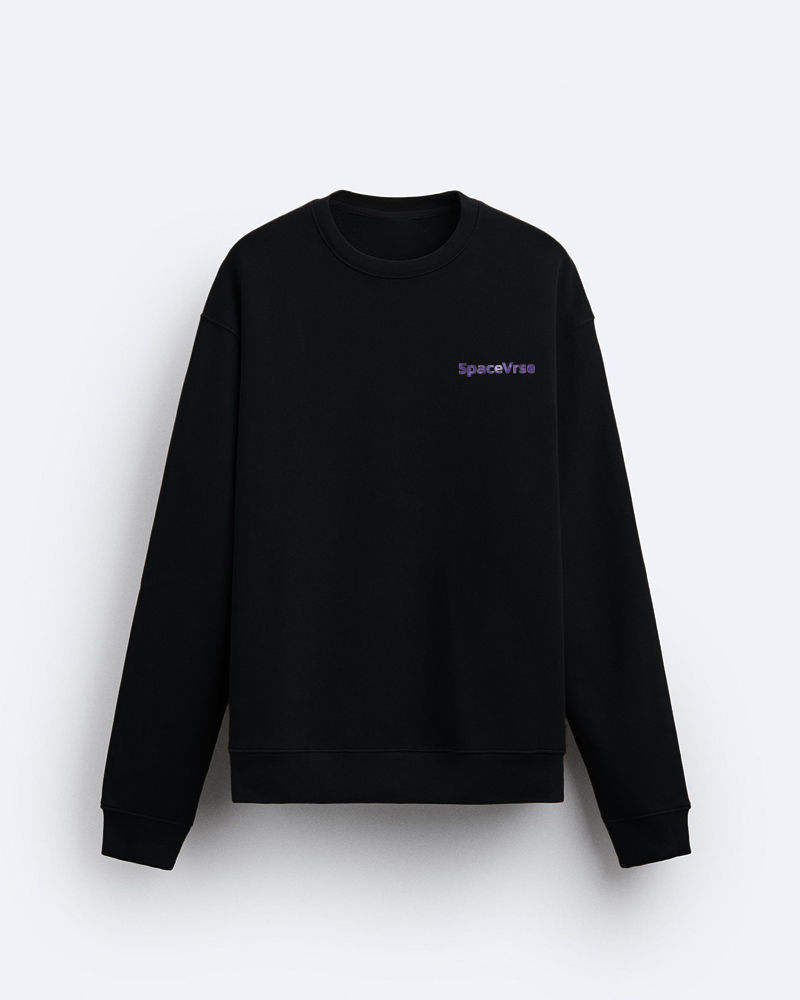 Space Traveler Black Regular Fit Sweatshirt