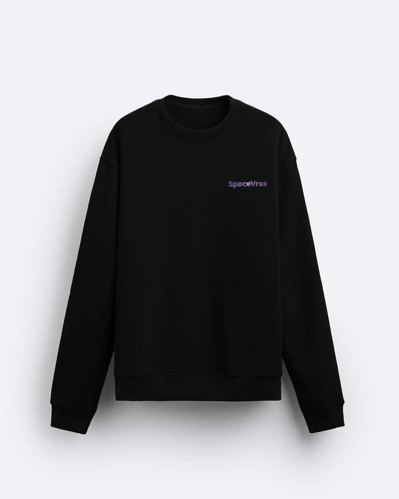 Space Traveler Black Regular Fit Sweatshirt