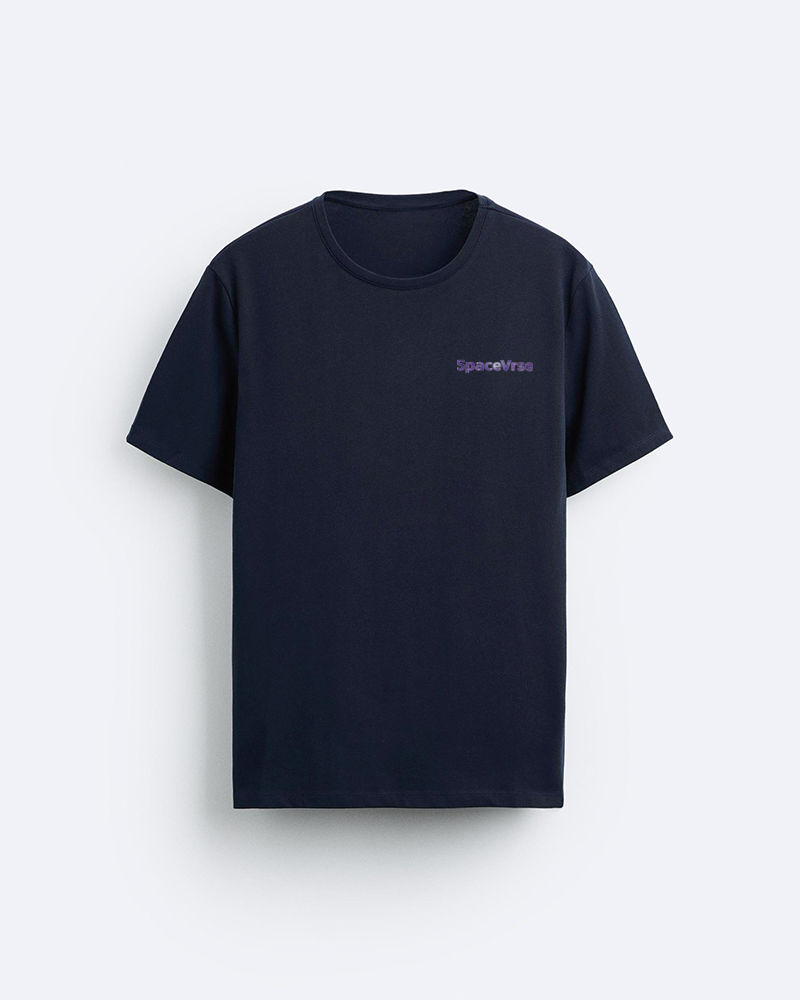 Space Traveler Navy Blue Round Neck Cotton Tshirt