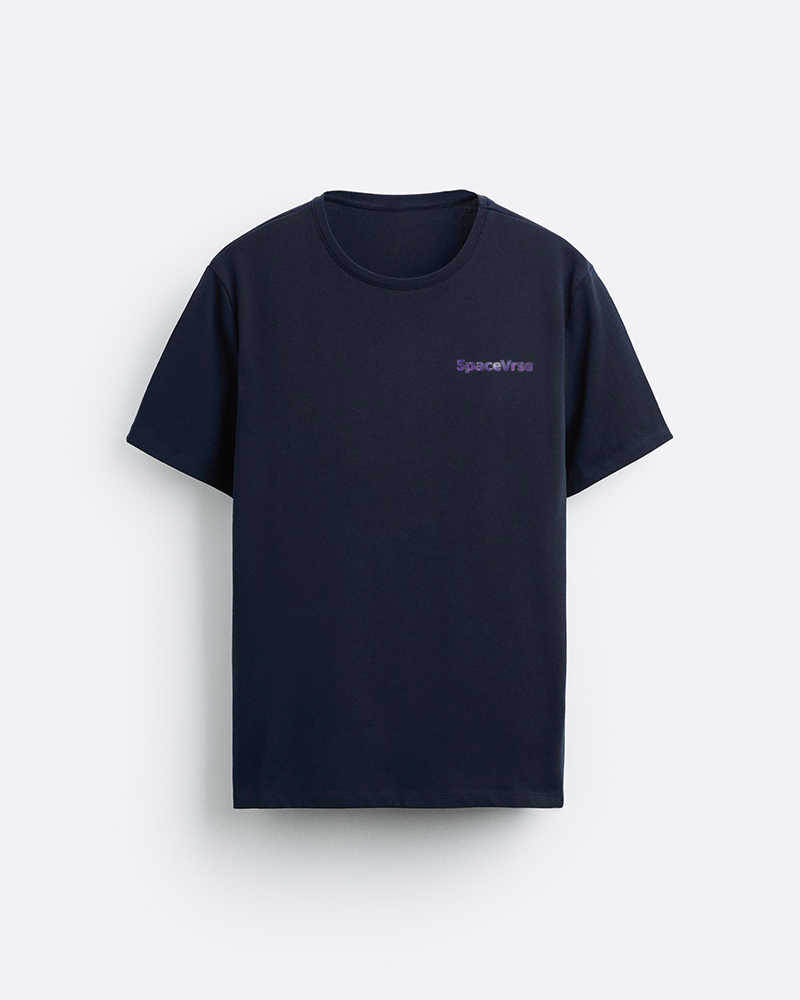 Space Traveler Navy Blue Round Neck Cotton Tshirt