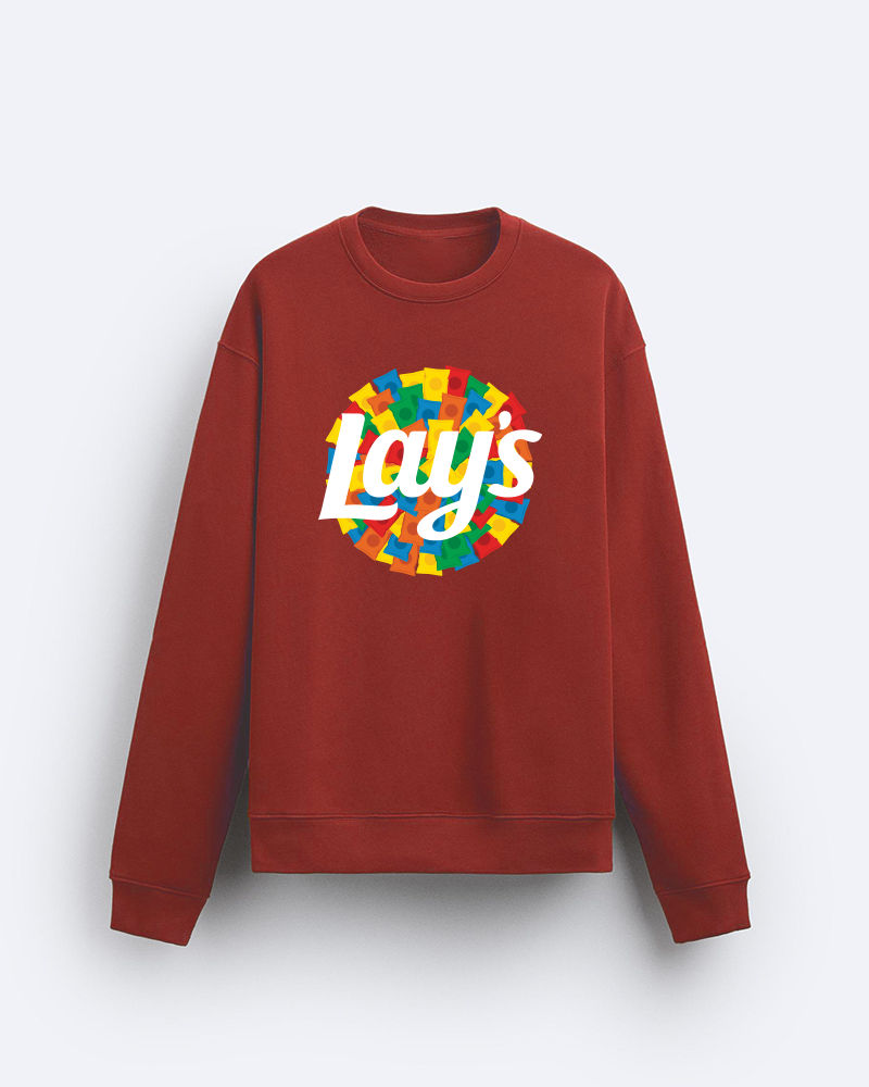 Lays Colorful Packets Rust Red Regular Fit Sweatshirt