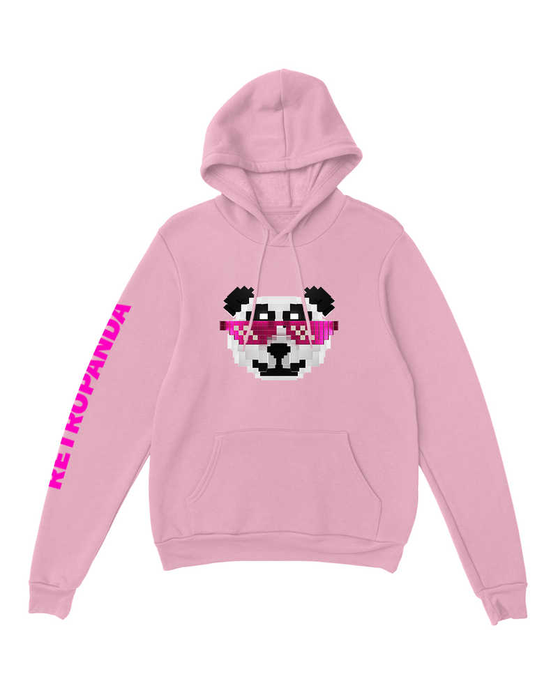 RetroPanda (Sleeve) Hoodie - Baby Pink