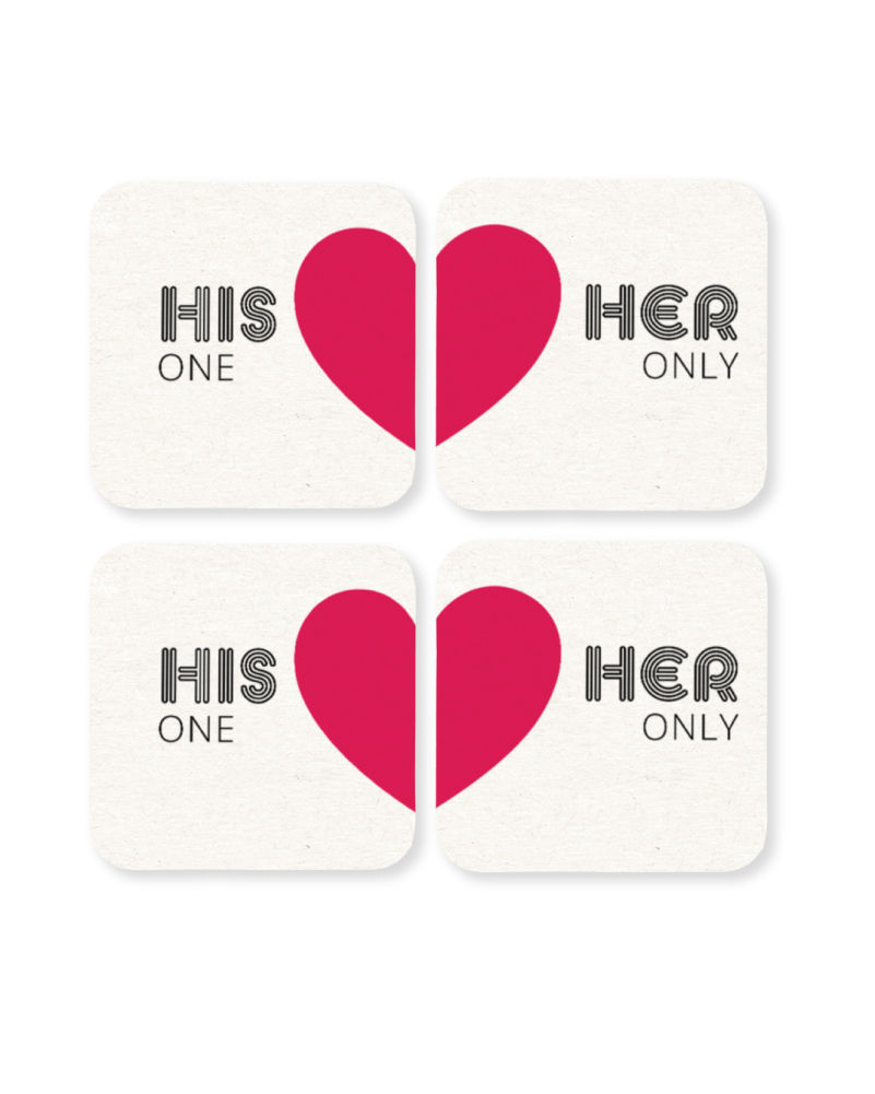 His one and Her Only Coasters - Set of 4