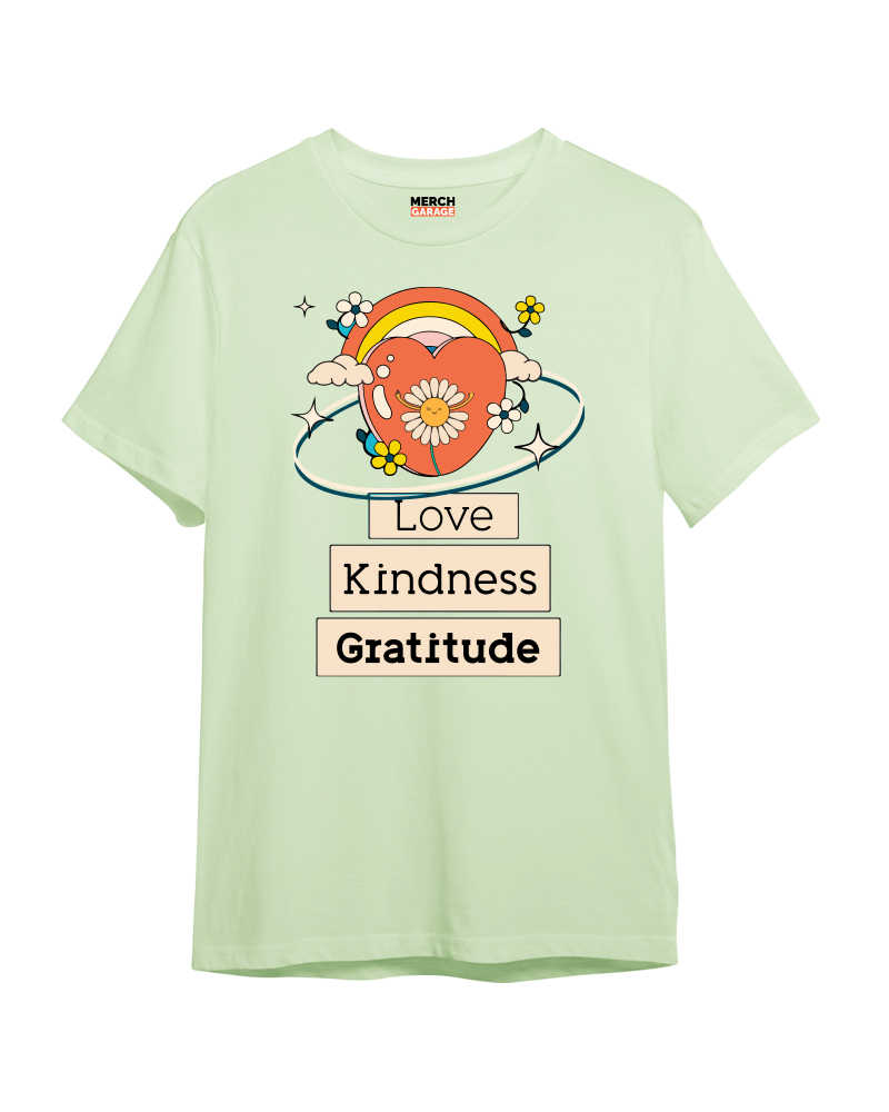 Love Kindness Gratitude Nile Green tshirt