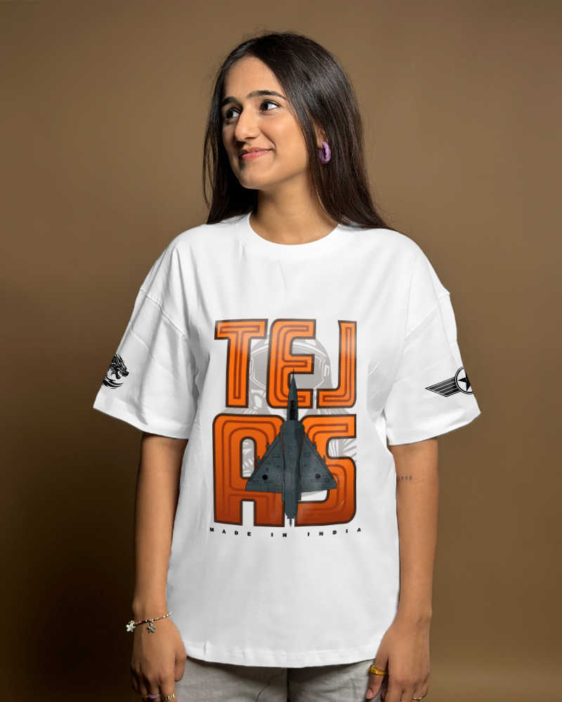 Tejas Orange White Oversized Tshirt