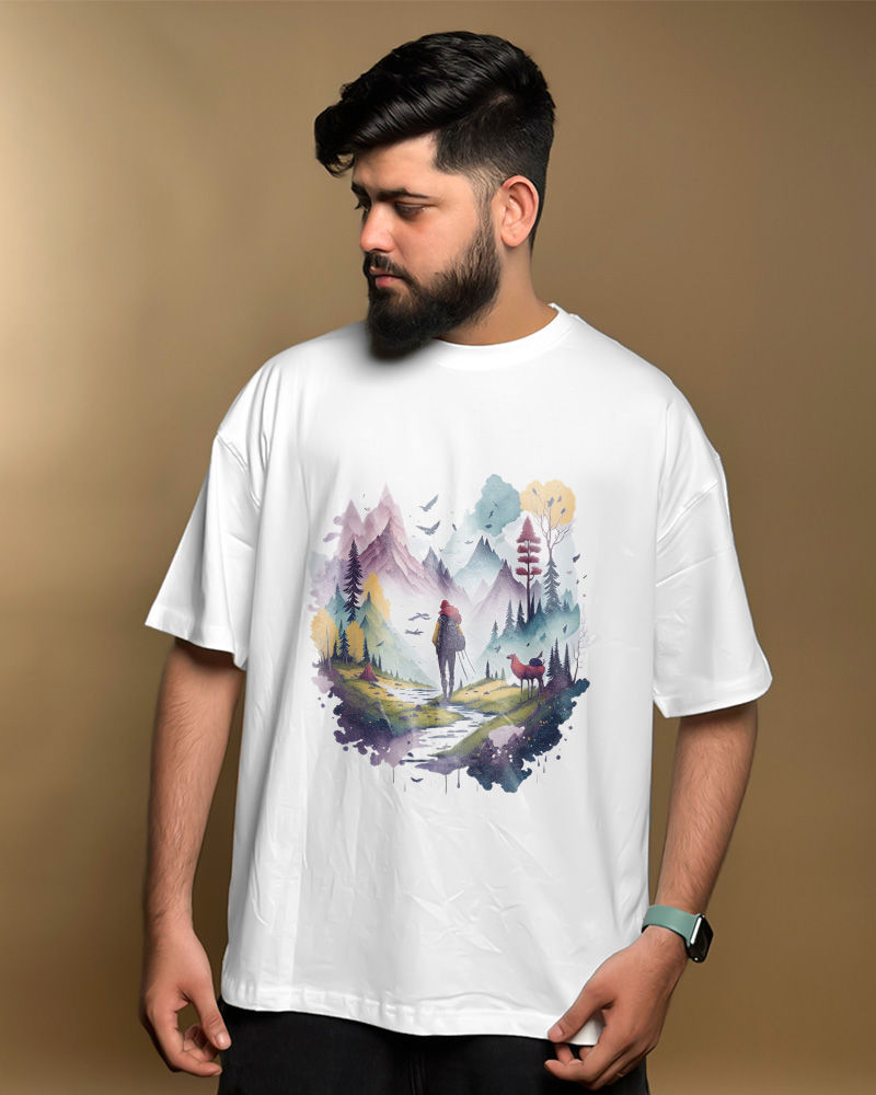 Roam Sweet Roam Front and Back Print White Oversized Tshirt 