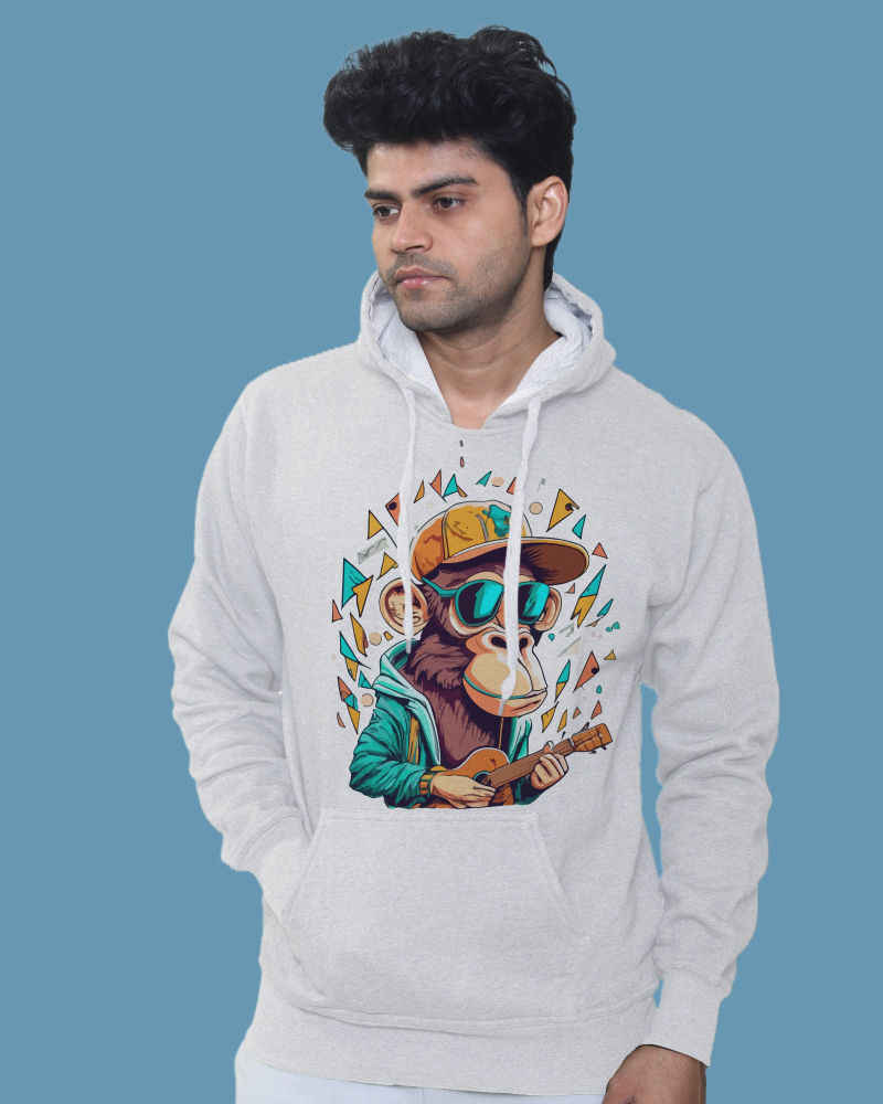 Gorilla Ukulele Surreal Design Fleeced kangaroo pockets Hoodie