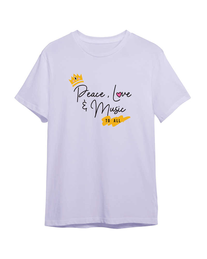 Peace, Love and Music for All Tshirt - Lavender
