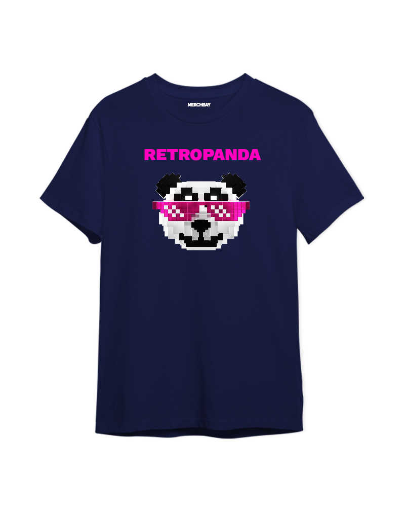 RetroPanda Tshirt - Navy Blue