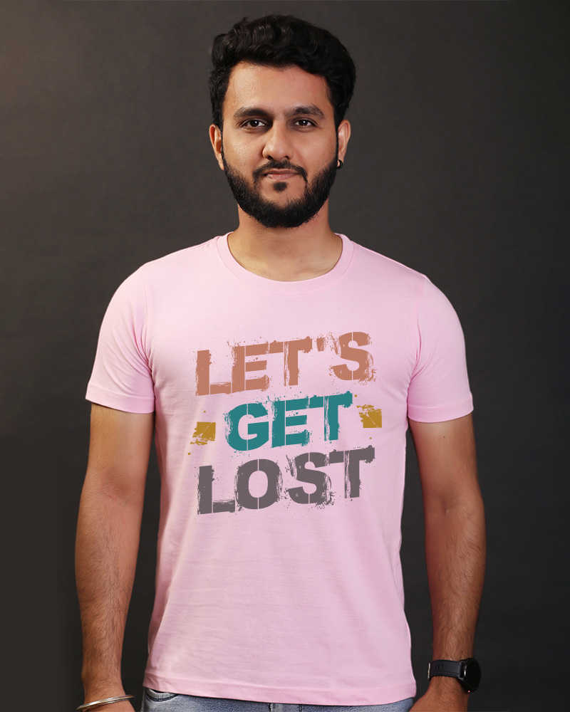 Let's Get Lost Baby Pink Regular Tshirt