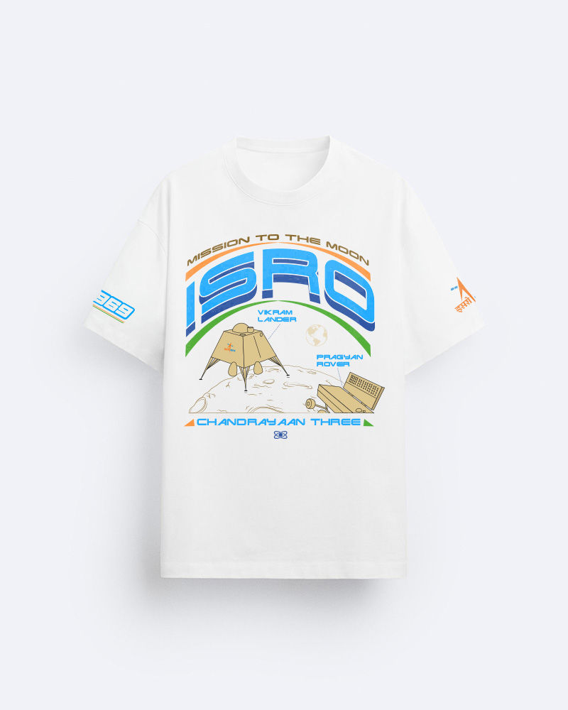ISRO (Chandryan Three) White Oversized Tshirt