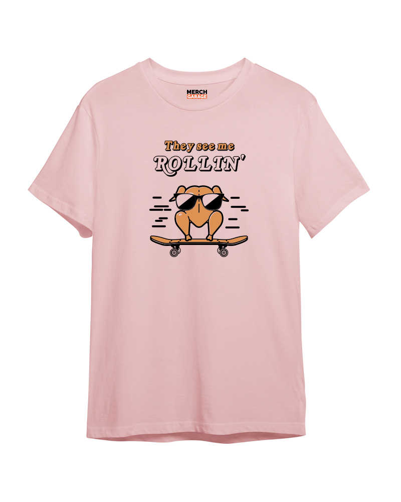 They See me rollin (chicken) Tshirt - Baby Pink