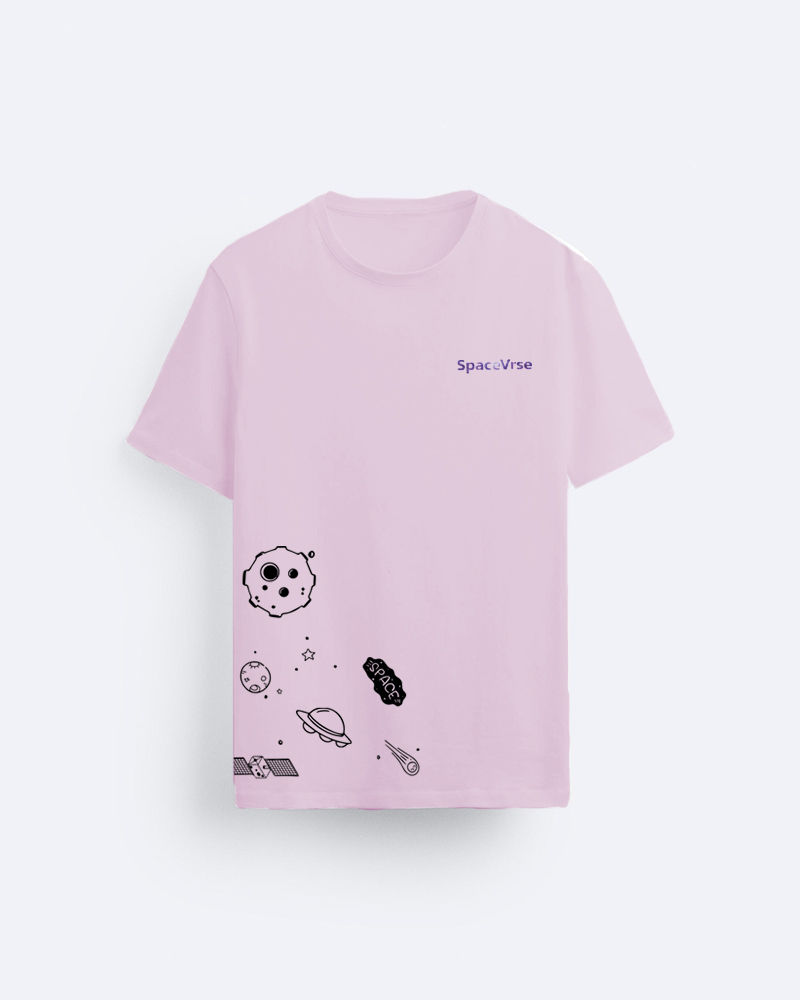 Asteroids Pink Round Neck Cotton Tshirt