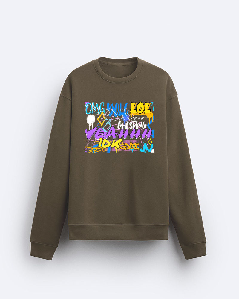 Graffity Slangs Regular Fit Sweatshirt - Olive Green