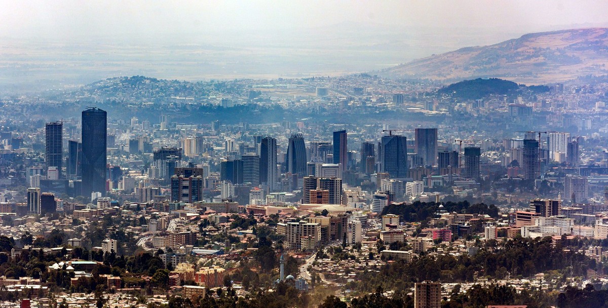 The Addis Ababa skyline seen from Mount Entoto
