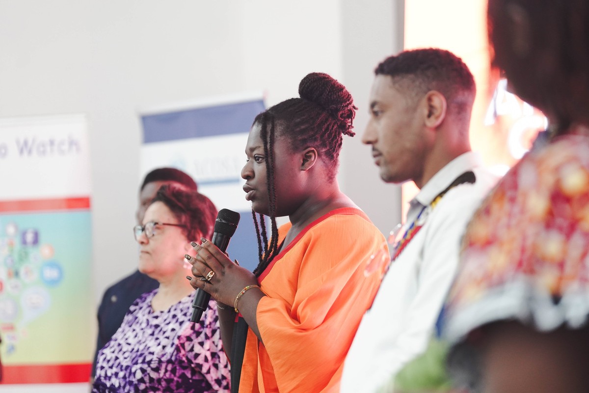 A delegate speaking during a panel in Nairobi