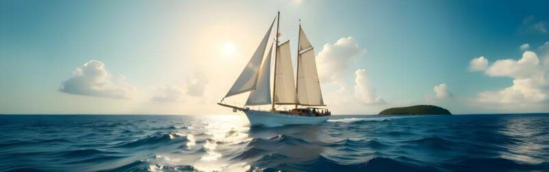 Ship on the sea, road to the rum