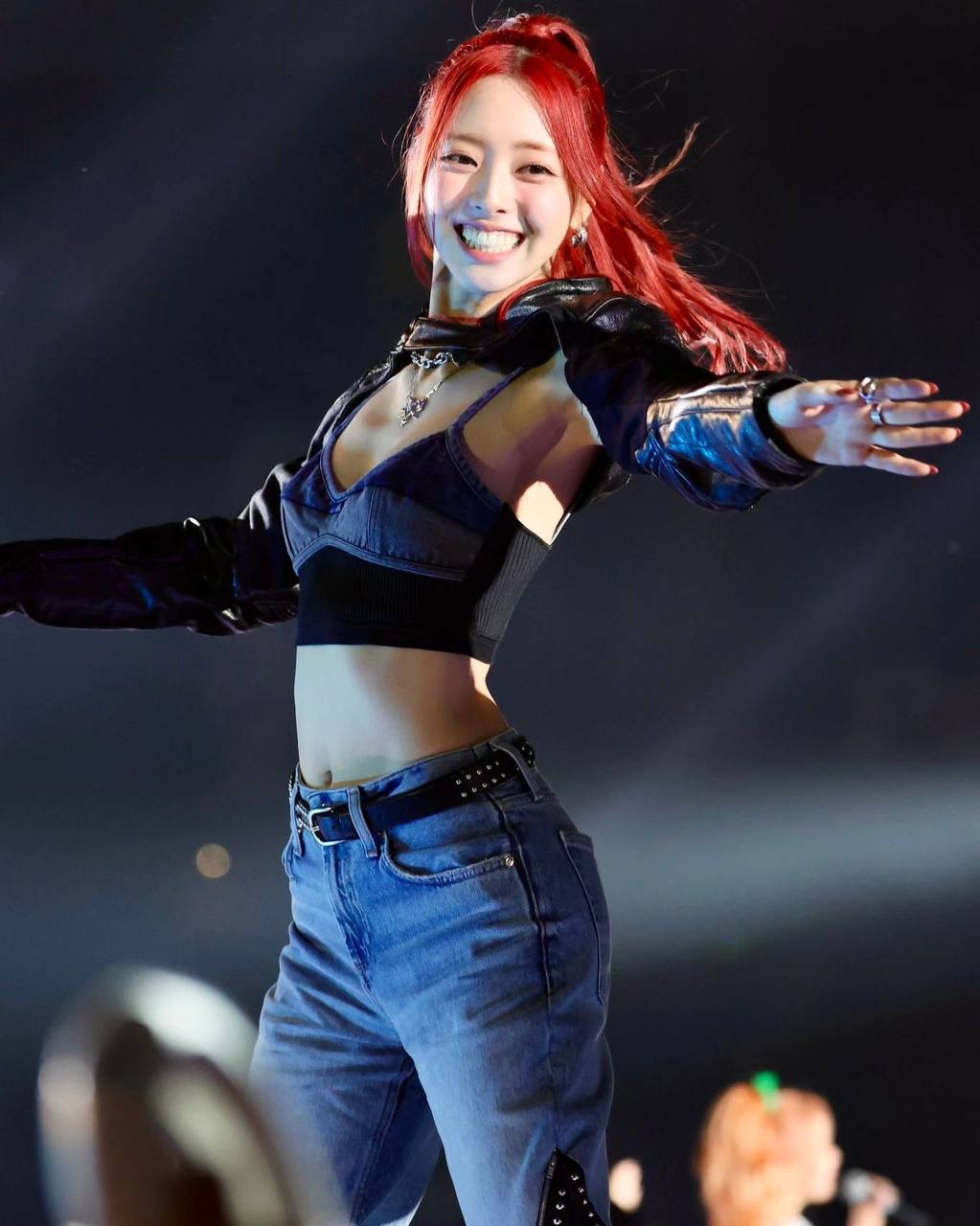Winter's Dazzling Stage Presence: Aespa's Charismatic Performer Shines in Denim and Leather