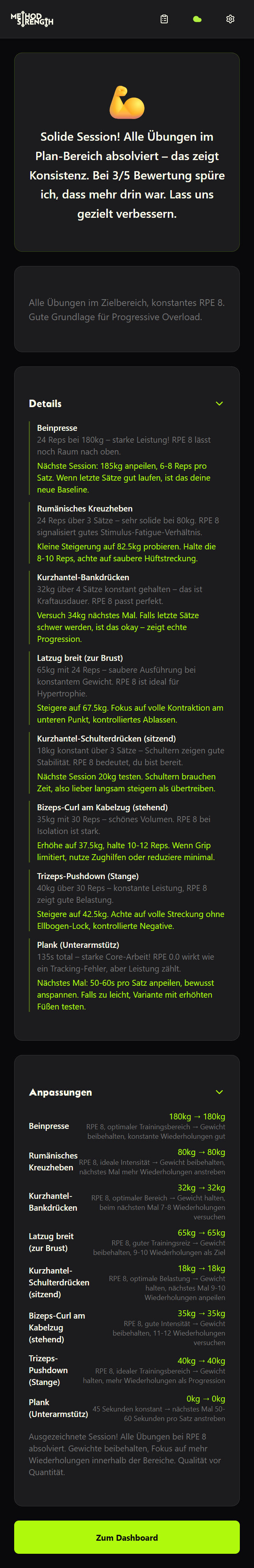 KI Post-Workout Feedback-Analyse