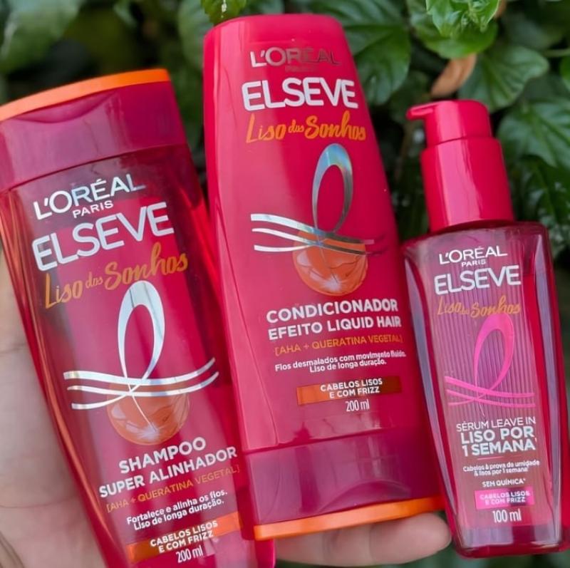 L´Oréal Paris Elseve Liso dos Sonhos Kit Shampoo, Condicionador e Sérum, com Tecnologia Ativada por Calor para um Liso por 1 Semana, Efeito Antifrizz e Barreira Protetora Contra Umidade