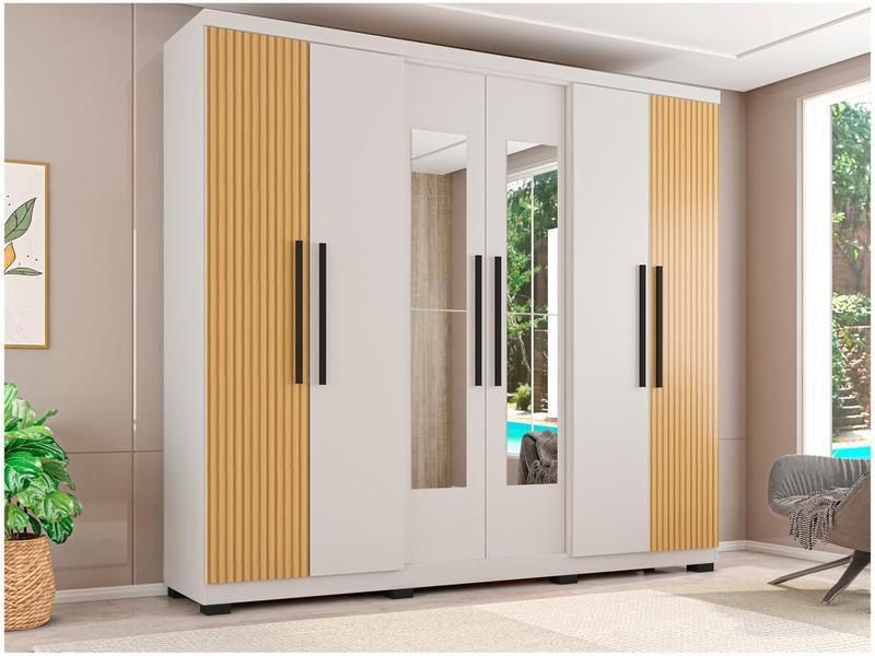 Guarda-roupa Casal com Espelho 6 Portas 4 Gavetas Araplac Braga