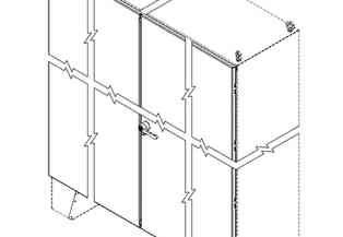 Enclosure design of doors - Design patent protecting the visual identity of the enclosure.