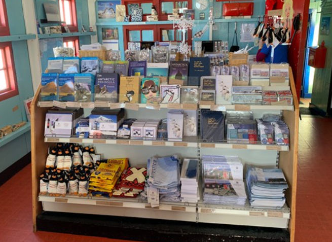 Port Lockroy Gift Shop items including Post cards from Antartica