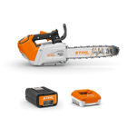 STIHL MSA 220 TC-O Chainsaw with battery and charger on white background