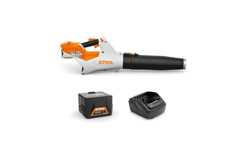 STIHL BGA 60 KIT with blower, charger and battery on white background