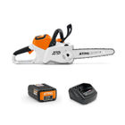 STIHL MSA 160 Battery Chainsaw with Ap 200 Battery and AL 301 Charger on white background