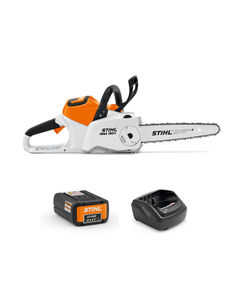 STIHL MSA 160 Battery Chainsaw with Ap 200 Battery and AL 301 Charger on white background