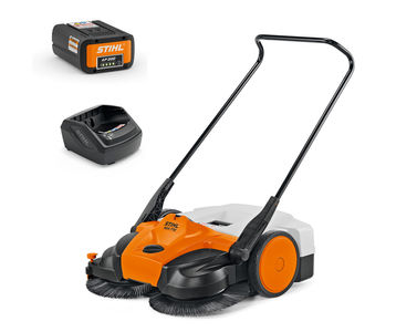 STIHL KGA 770 Battery Sweeper with Battery & Charger on a white background